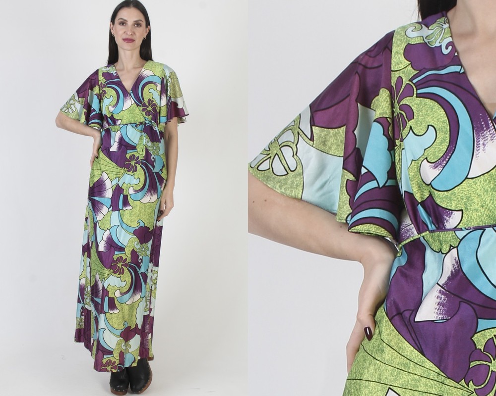 Vintage 60s BJs Fahions Hawaiian Dress Honolulu Tiki Luau Hawaii Sundress 14