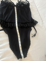 VTG 90’s Shirley Of Hollywood Black Lace Teddiette Underwire Corset&Garter S-L