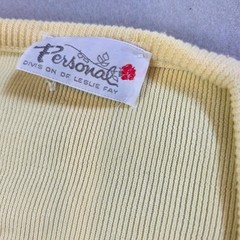 Vintage Personal Leslie Fay Ribbed Scoop Neck Top Yellow Distressed 70s 80s