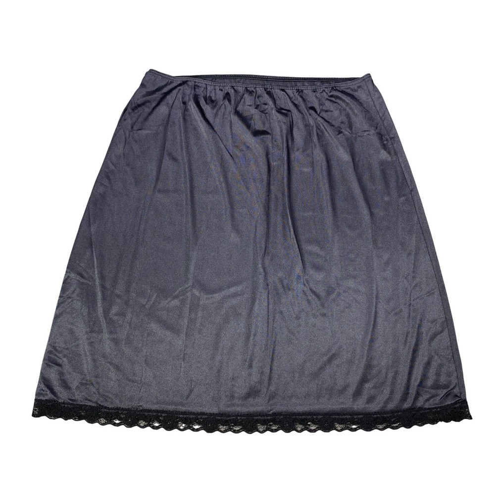 VINTAGE Leggs Half Slip Skirt Medium Black Nylon Antron III Lace Trim