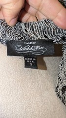 Vintage Bebe Addiction Criss Cross Drape Long Sleeve Laser Lace Top w/Hood-S USA