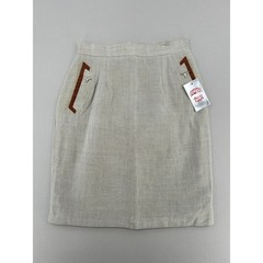 Harve Benard Vintage Linen Pencil Skirt Oatmeal Western Longhorn Silver Detail