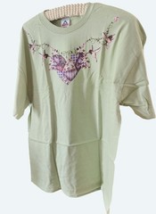 Vtg Avon Patchwork Heart Pre-Shrunk Cottom T-Shirt Mint Green Hummingbird XL