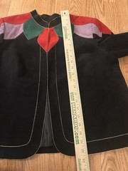 Vtg 80s 90s Ultrasuede Color Block Appliqué Short Jacket Retro Statement S/M
