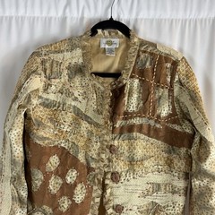 Vintage 1990s Sandy Starkman Designer Cardigan With Patchwork Abstract Size:M