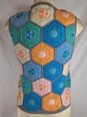 HARP’ EES Vintage Granny Crochet Patchwork Cardigan Grannycore Vest Acrylic M