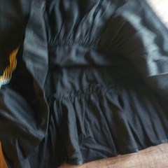 1970s Vintage Black Long Sleeve Midi Dress Ric Rac Trim Ruffle Boho Prairie Folk