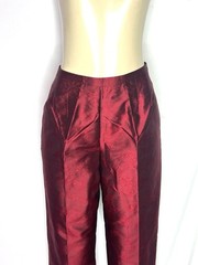 VINTAGE KATE HILL DEEP RED 100% SILK DAMASK ANKLE PANT SIZE 8