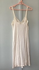 Vintage Olga34 Bust Semi Sheer Cream Nylon & Lace Slip Dress Size Medium Retro