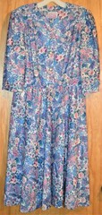 Vintage California Looks dress Women Small Med Floral Polyester Blue Purple
