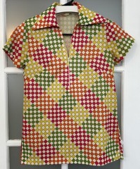 Retro Funk Polo 70’s Disco Half Zip Up Shirt, Women’s, Small, See Photos