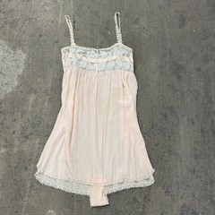 Antique 20s Pink Silk & Filet Lace Step-In Tap Pants Lingerie Teddy Slip Vintage