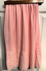 Vintage 1950s PINK Nylon Deep 7″ Lace Hem Half Slip NO SIZE TAG See Measurements