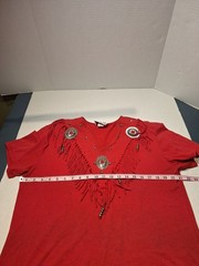 Red Vintage Western Rodeo Shirt w/Concho Fringe Sz Lrg sassa