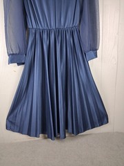 Vintage 80s Carriage Court Swing Dress 12 Blue Secretary Elastic Waist Pleated