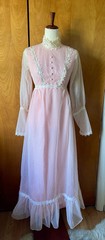 1960s vintage pink & white maxi dress 7/8 Small, Union Made