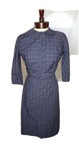 Vintage 1950s Womens Blue Plaid Dress With Matching Jacket Robert Leonard Size S