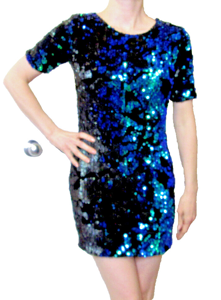 Topshop Sequin Mini Dress Size 4 Color Changing Vintage Bodycon Sexy Bombshell