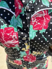 Vintage 80s Rockmount Short sleeve Western Pearl Snap Poka Dot Rose USA XS/S