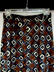 VTG STAR CCC A Line Skirt Checks Squares Dark Chocolate Navy Blue Beige M EUC