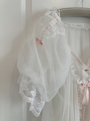 Vtg Tosca Lingerie Negligee Peignoir 2 pc Set White Boudoir Bridal USA Sz L Robe