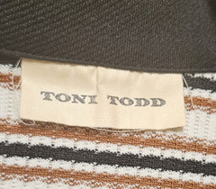 Western TONI TODD Button Blouse Shacket Jacket Ribbed Black Brown White Stripe M