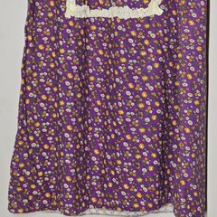 VTG Handmade Prairie Empire Maxi Dress Purple Floral Lace Trim Cottagecore S