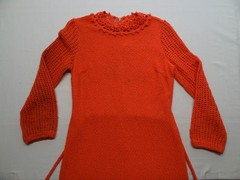 M Katrina Custom of California VTG Orange Knit Dress Evening Talon Long Sleeve