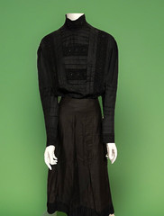 Vintage Black Edwardian Mourning Blouse and Skirt Great Detail Great Condition
