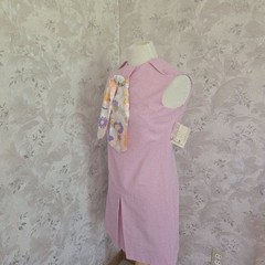 Vintage 1960s Pink Cotton Polyester Dress Scarf Deadstock Original Tags Size 6