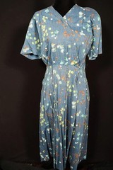 Rare Vintage Late 1940’s French Rayon Floral Print Dress Size 8
