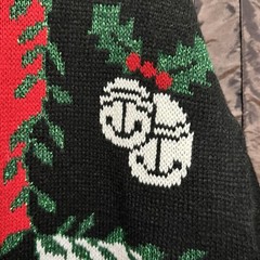 JJ Poole Ugly Christmas Sweater Size M Glitter Stocking Ornaments Vtg 1980s NEW