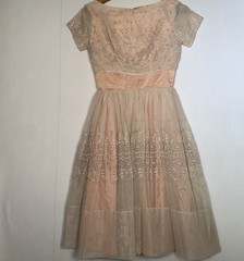 Vintage Union Made 1950’s /60’s Salmon Nylon Party Dress Styled By Joan Barrie