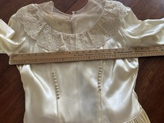 VTG 30s 40s Slipper Satin Ivory Wedding Dress Bridal Gown Long Train Art Deco