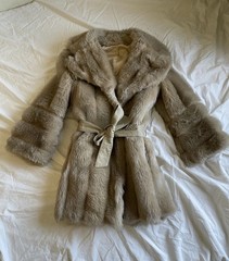 70s 80s vintage faux fur oversized camel color coat mob wife women’s S/M