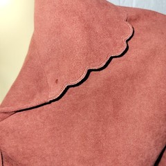 Vintage STRAIT LANE 80’s Rust Velour Scalloped Collar Belted Dress 10 ~READ!