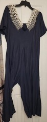 Vintage Jeffrey & Diane Linda Hutley Navy Wide Leg Jumpsuit 15/16