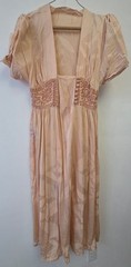 Vintage 1930s 1940s Matching Slip Dress & Robe Set Peach Floral Print Loungewear