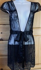 Victoria’s Secret Vintage Romantic Black Lace Robe- Beautiful Boho Lace Top