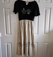 On the Rocks California Vtg Dress M Flax Midi Peasant 90s Ethnic Earthy Indie