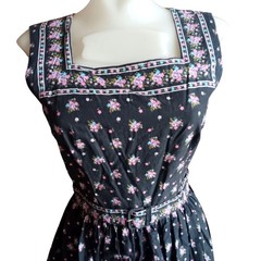6/8 Vintage 1950’s Prairie Midi Dress Floral Sleeveless Pink Flowers Square Boho