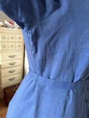 VTG 1950s Blue day/house dress with novelty soutache collar