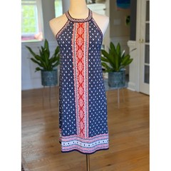 Max Studio Preppy Summer Mini Dress XS Navy/Coral (VGUC)