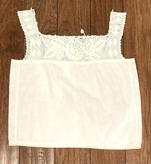 Vintage Edwardian cotton corset cover camisole crochet yoke drawstring XS