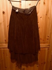 Great leather skirt suede skirt by L’estelle D’ore brand flounce pleated layers