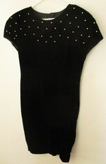 Donna Ricco Vintage pearl black velvet Dress short 10
