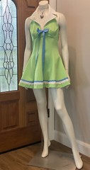 Vintage 60’s 70’s Lime Green Retro Halter Lapel A-line Mini Disco Sport SunDress