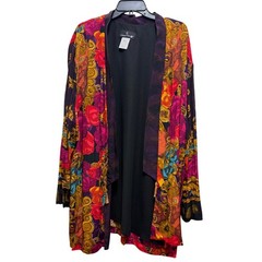 Vtg Carole Little Kimono Duster Jacket Womens 24 Floral Rayon Artsy Lagenlook