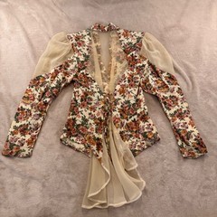Vintage 80’s Floral Cottagecore Prairie Skirt Top Set Puff Romantic Fairy Sz 5