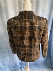 VTG Sag Harbor Women’s 14 Petite Brown Plaid 90s Career Blazer Jacket F12072 14P